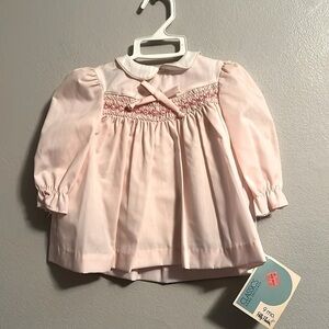 Polly Flinders antique 1940 Collectible - NWT Smoked dress pastel pink